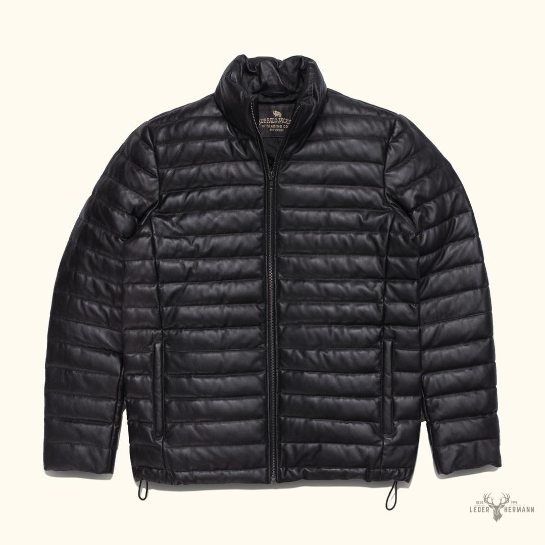 Bridger Leder Daunenjacke – Stilvolle und Warme Schwarze Oberbekleidung