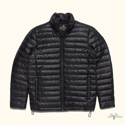 Bridger Leder Daunenjacke – Stilvolle und Warme Schwarze Oberbekleidung