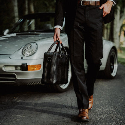 Limitierte Edition Jefferson Ledertasche | Schwarz