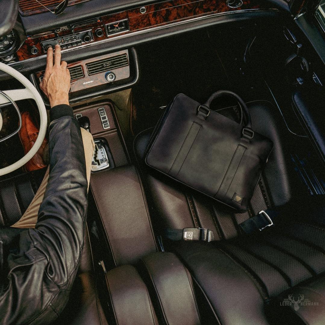 Limitierte Edition Jefferson Ledertasche | Schwarz