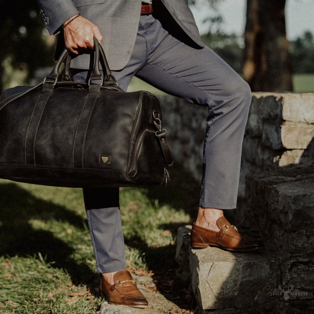 Limitierte Edition Jefferson Leder-Dufflebag | Schwarz