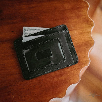 Slim ID Leder Geldbörse Jefferson Limited Edition Schwarz