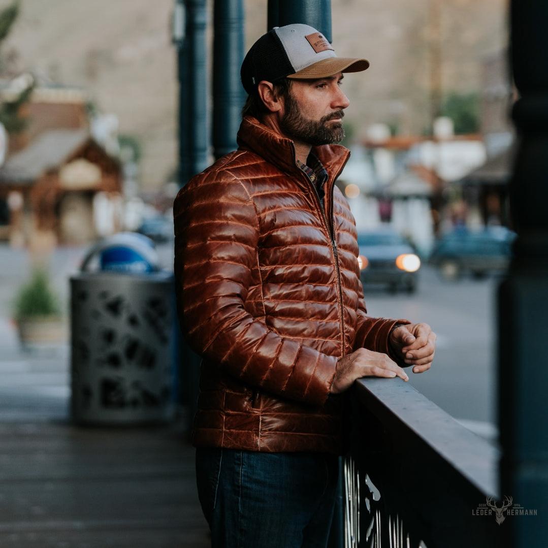 Bridger Leder Steppjacke für einen eleganten Stil in Hellbraun