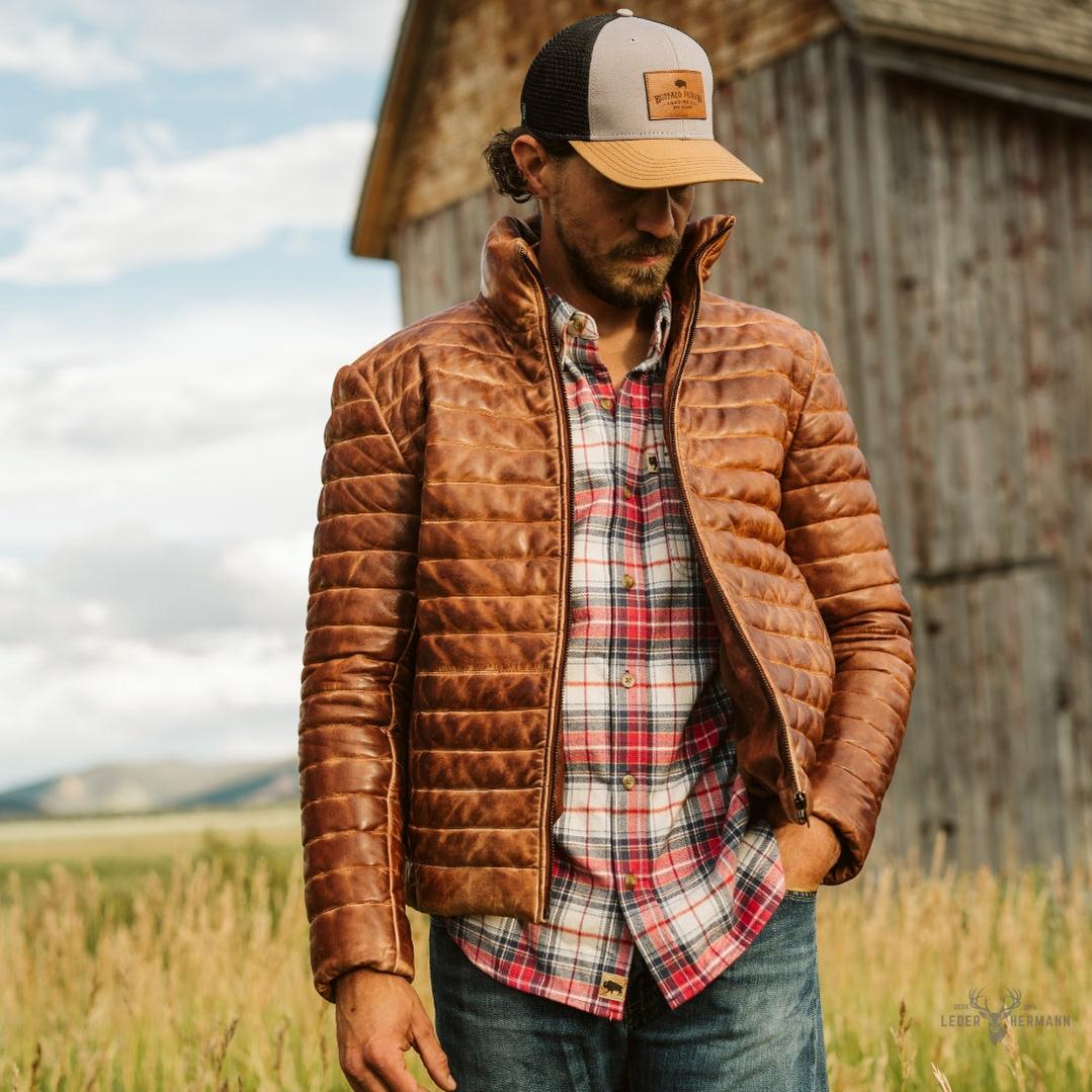 Bridger Leder Steppjacke für einen eleganten Stil in Hellbraun