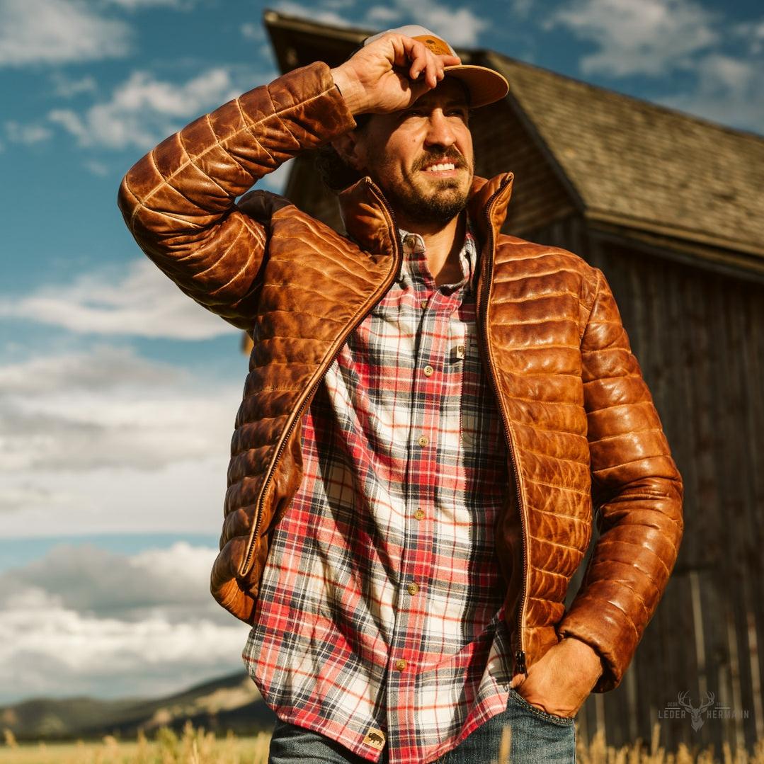 Bridger Leder Steppjacke für einen eleganten Stil in Hellbraun