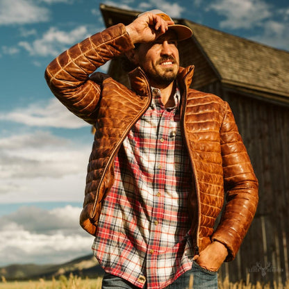 Bridger Leder Steppjacke für einen eleganten Stil in Hellbraun