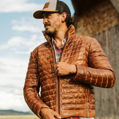 Bridger Leder Steppjacke für einen eleganten Stil in Hellbraun