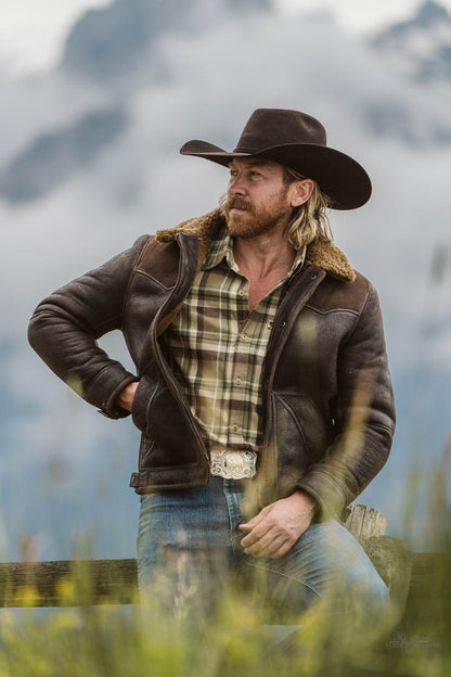Jackson Shearling-Lederjacke - Stilvolle und warme braune Oberbekleidung