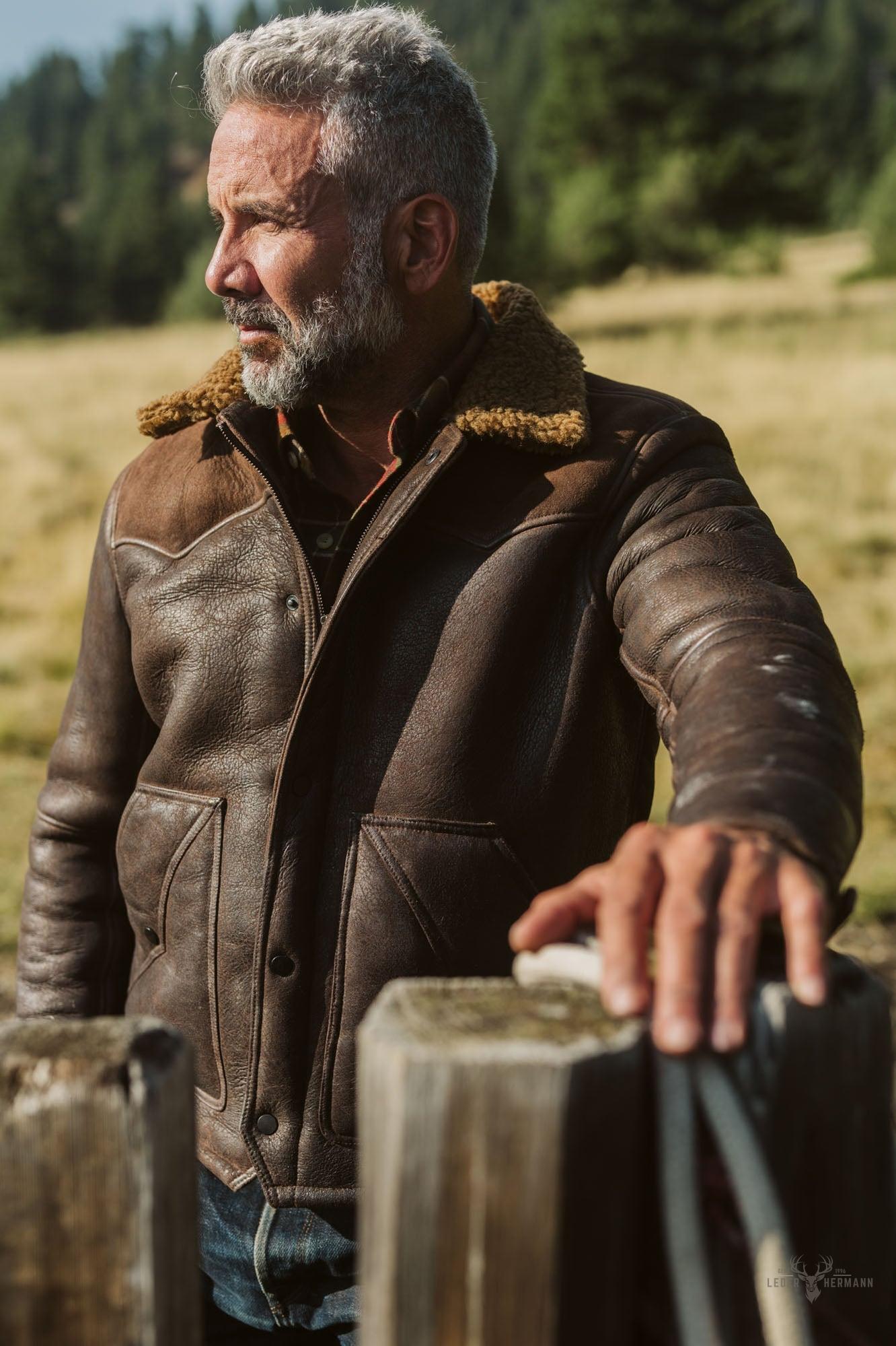 Jackson Shearling-Lederjacke - Stilvolle und warme braune Oberbekleidung