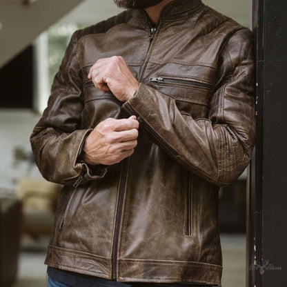 Vintage Café Racer Lederjacke Braun Favorites