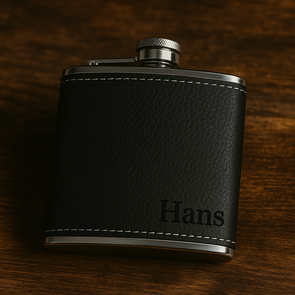 Personalisierter Leder-Flachmann