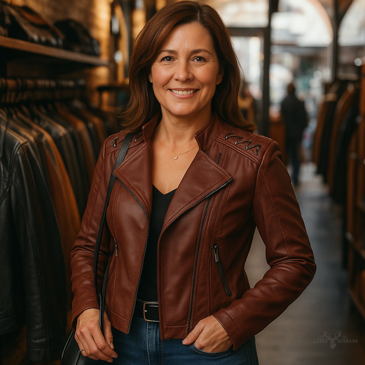 Elegante Damenlederjacke mit Stehkragen