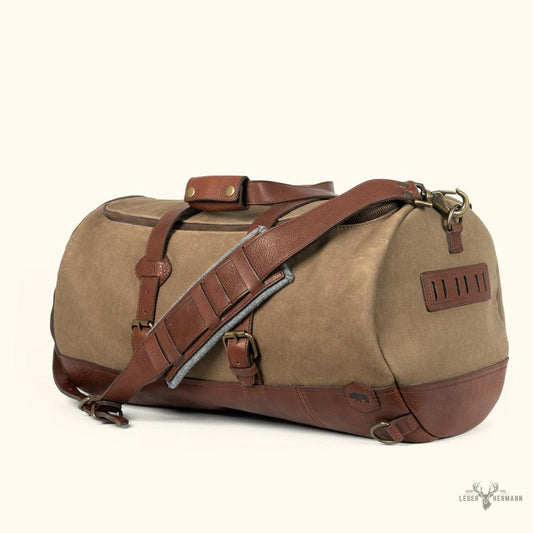 Dakota Reserve Wachs-Kanvas-Duffelbag und Rucksack Set in stilvollem Feld-Khaki