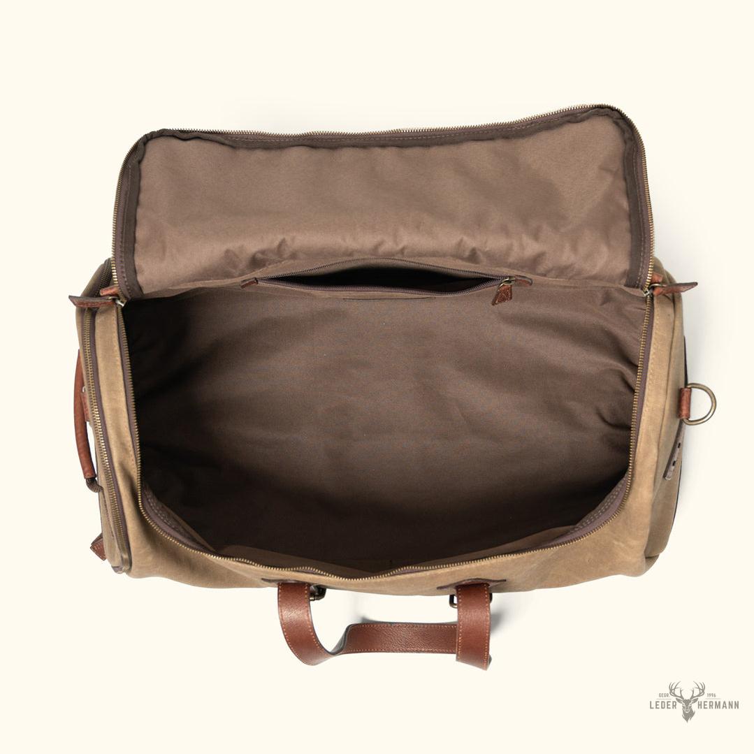 Dakota Reserve Wachs-Kanvas-Duffelbag und Rucksack Set in stilvollem Feld-Khaki