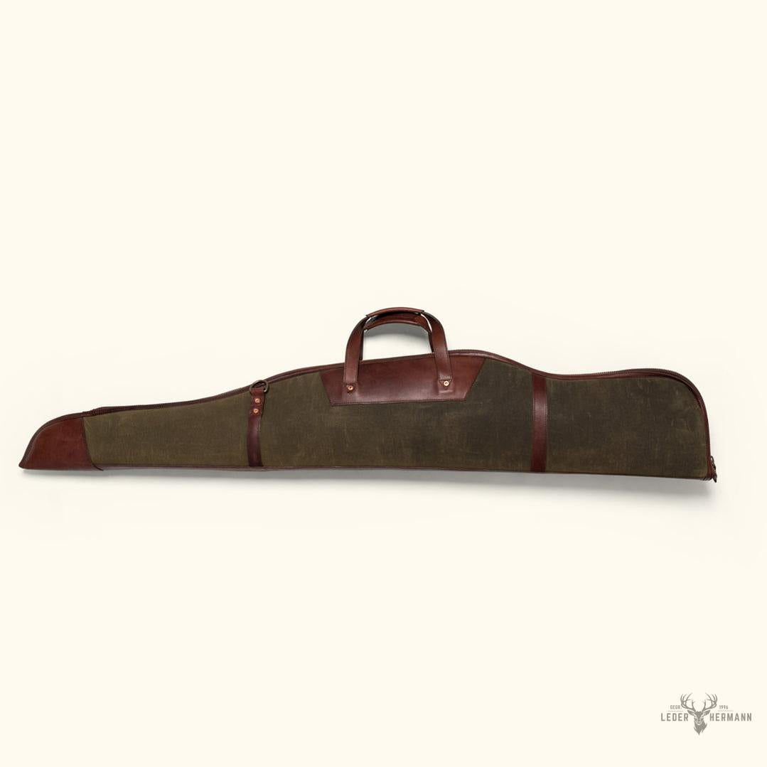 Dakota Wachstuch-Gewehrtasche | Grün mit dunklem Briar-Leder