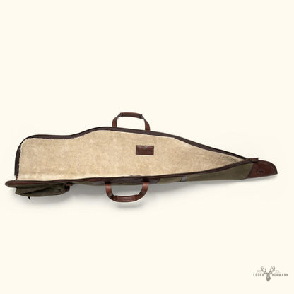 Dakota Wachstuch-Gewehrtasche | Grün mit dunklem Briar-Leder