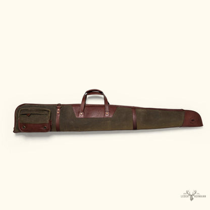 Dakota Wachskarton Gewehrhülle mit Dunkel-Briar-Leder-Details – Eleganz und Premium-Schutz