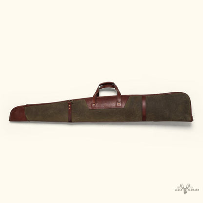 Dakota Wachskarton Gewehrhülle mit Dunkel-Briar-Leder-Details – Eleganz und Premium-Schutz
