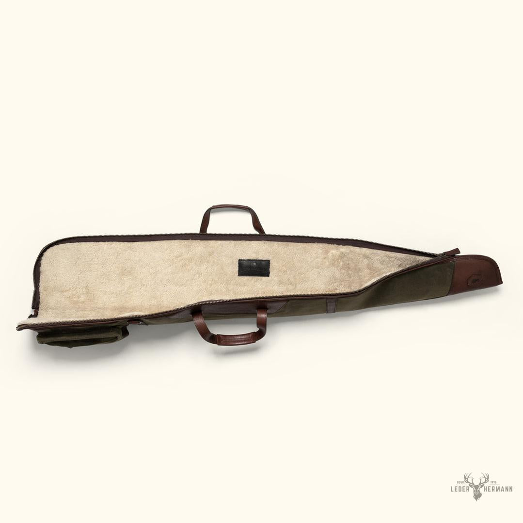 Dakota Wachskarton Gewehrhülle mit Dunkel-Briar-Leder-Details – Eleganz und Premium-Schutz