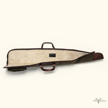 Dakota Wachskarton Gewehrhülle mit Dunkel-Briar-Leder-Details – Eleganz und Premium-Schutz