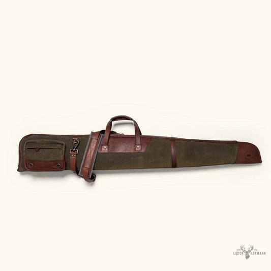 Dakota Wachskarton Gewehrhülle mit Dunkel-Briar-Leder-Details – Eleganz und Premium-Schutz