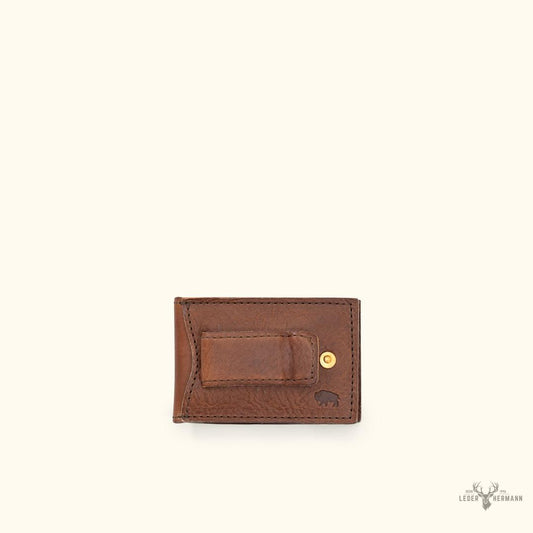 Lederbifold-Portemonnaie Dakota mit Metallbrieftasche – Eleganz in Kastanienbraun