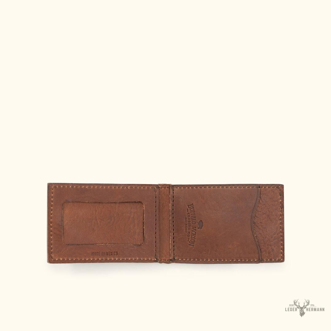 Lederbifold-Portemonnaie Dakota mit Metallbrieftasche – Eleganz in Kastanienbraun