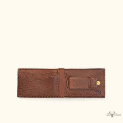 Lederbifold-Portemonnaie Dakota mit Metallbrieftasche – Eleganz in Kastanienbraun