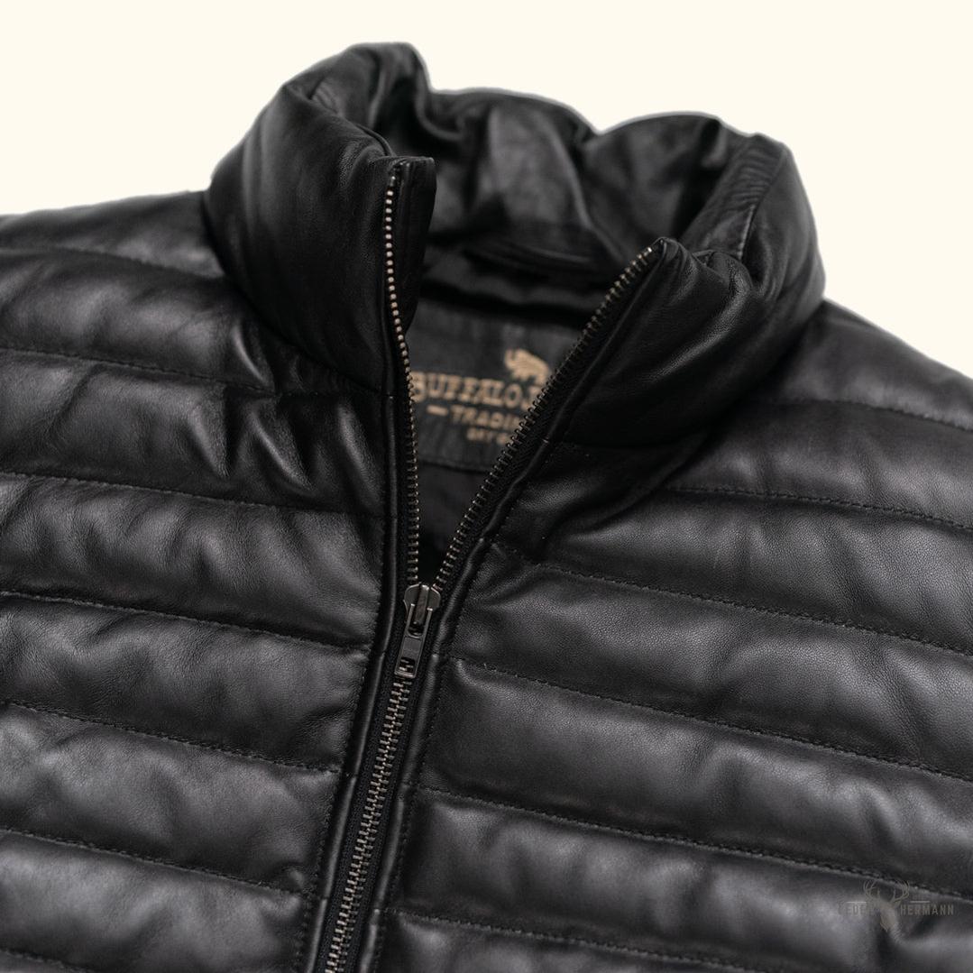 Bridger Leder Daunenjacke – Stilvolle und Warme Schwarze Oberbekleidung