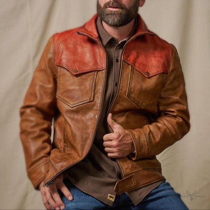 Western Elkhorn Lederjacke in edlem Kupfer- und Whiskey-Ton