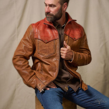 Western Elkhorn Lederjacke in edlem Kupfer- und Whiskey-Ton