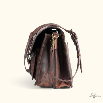 Roosevelt Leder-Arbeitsrechner in dunkler Eichen-Finish