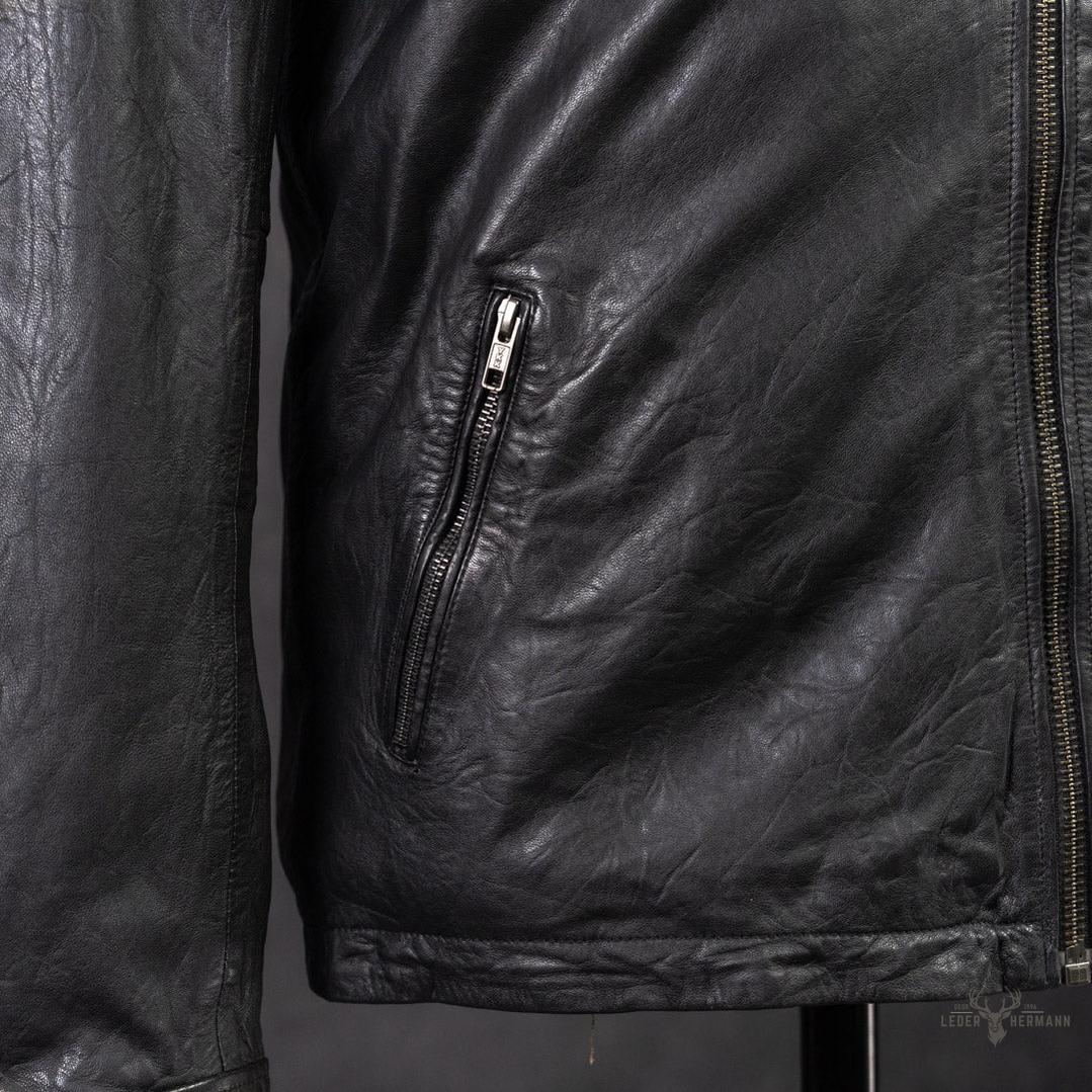 Glenwood Leder-Drivingjacke im Vintage-Schwarz – Stilvoll und Zeitlos