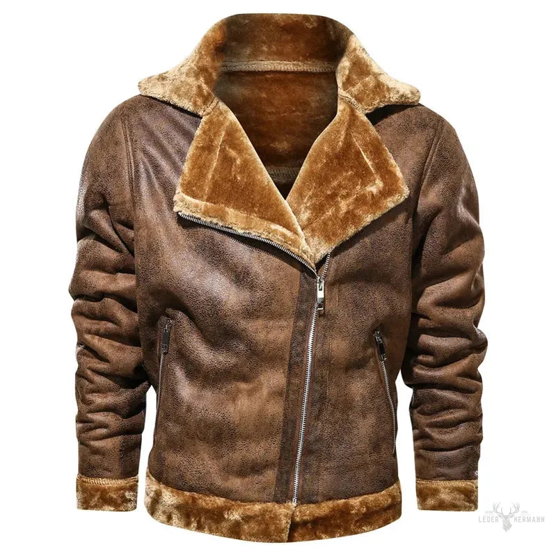 Rustikale Rambler - Stilvolle Lederjacke mit gemütlichem Futter für höchsten Komfort