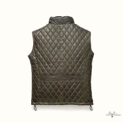 Gilet aus genarbtem Leder Highlands | Elegant Olivgrün