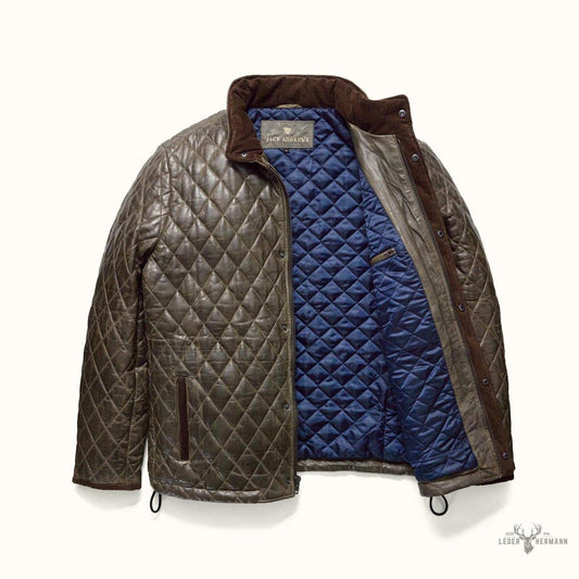 Gepolsterte Lederjacke Highlands — Eleganz in Olivgrün
