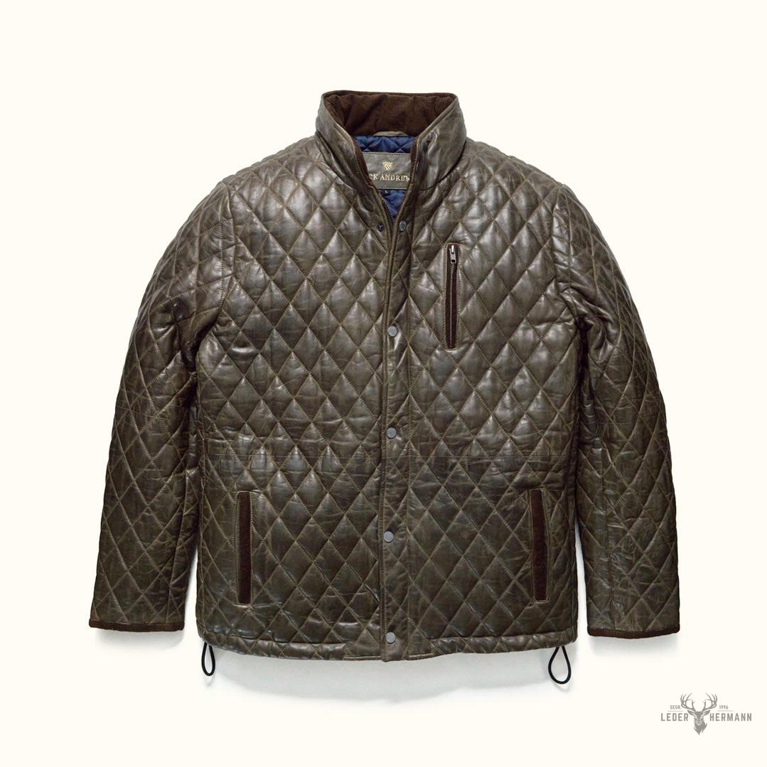 Gepolsterte Lederjacke Highlands — Eleganz in Olivgrün