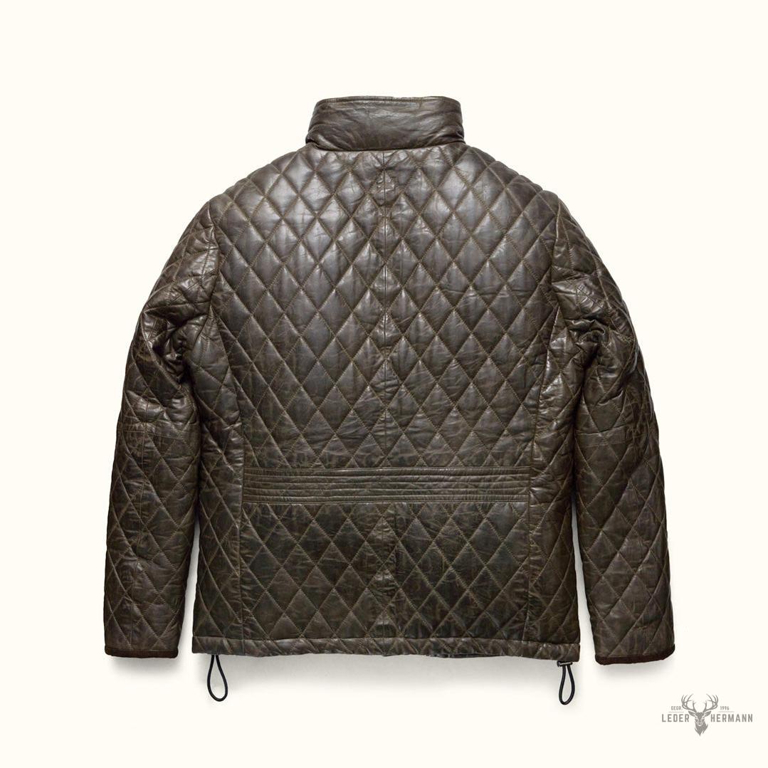 Gepolsterte Lederjacke Highlands — Eleganz in Olivgrün