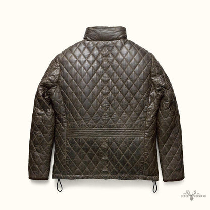 Gepolsterte Lederjacke Highlands — Eleganz in Olivgrün