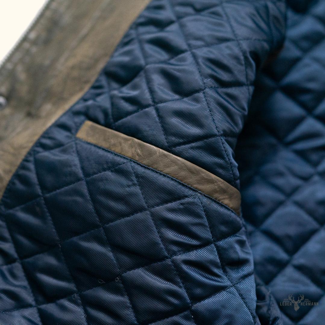 Gepolsterte Lederjacke Highlands — Eleganz in Olivgrün