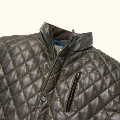 Gepolsterte Lederjacke Highlands — Eleganz in Olivgrün