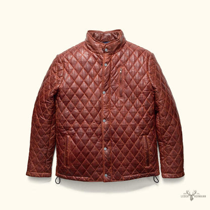 Gepolsterte Lederjacke Highlands | Elegantes Whiskey Braun