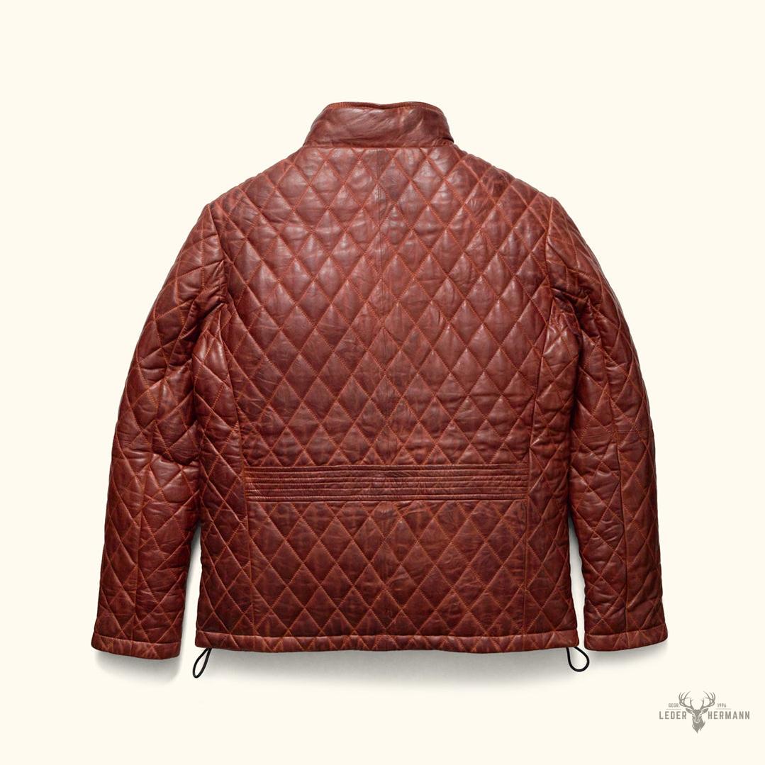 Gepolsterte Lederjacke Highlands | Elegantes Whiskey Braun
