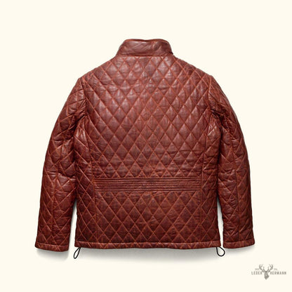 Gepolsterte Lederjacke Highlands | Elegantes Whiskey Braun
