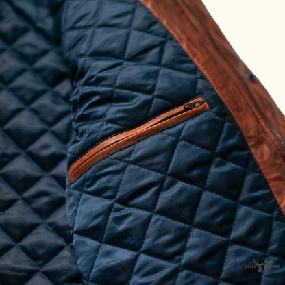 Gepolsterte Lederjacke Highlands | Elegantes Whiskey Braun