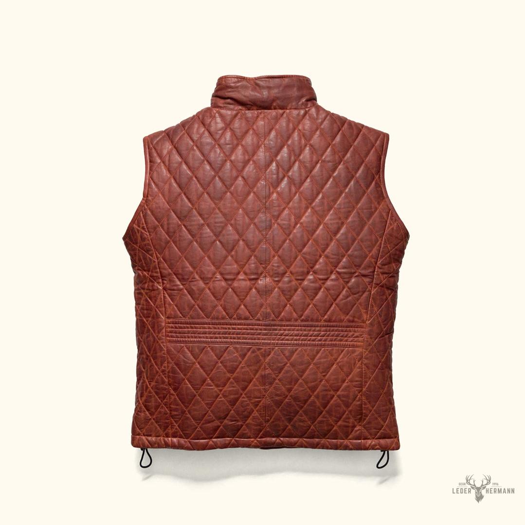 Gilett mit Steppung aus schwarzem Leder Highlands – Echte Eleganz in Whiskey-Braun