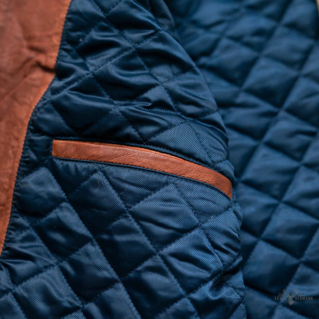 Gilett mit Steppung aus schwarzem Leder Highlands – Echte Eleganz in Whiskey-Braun