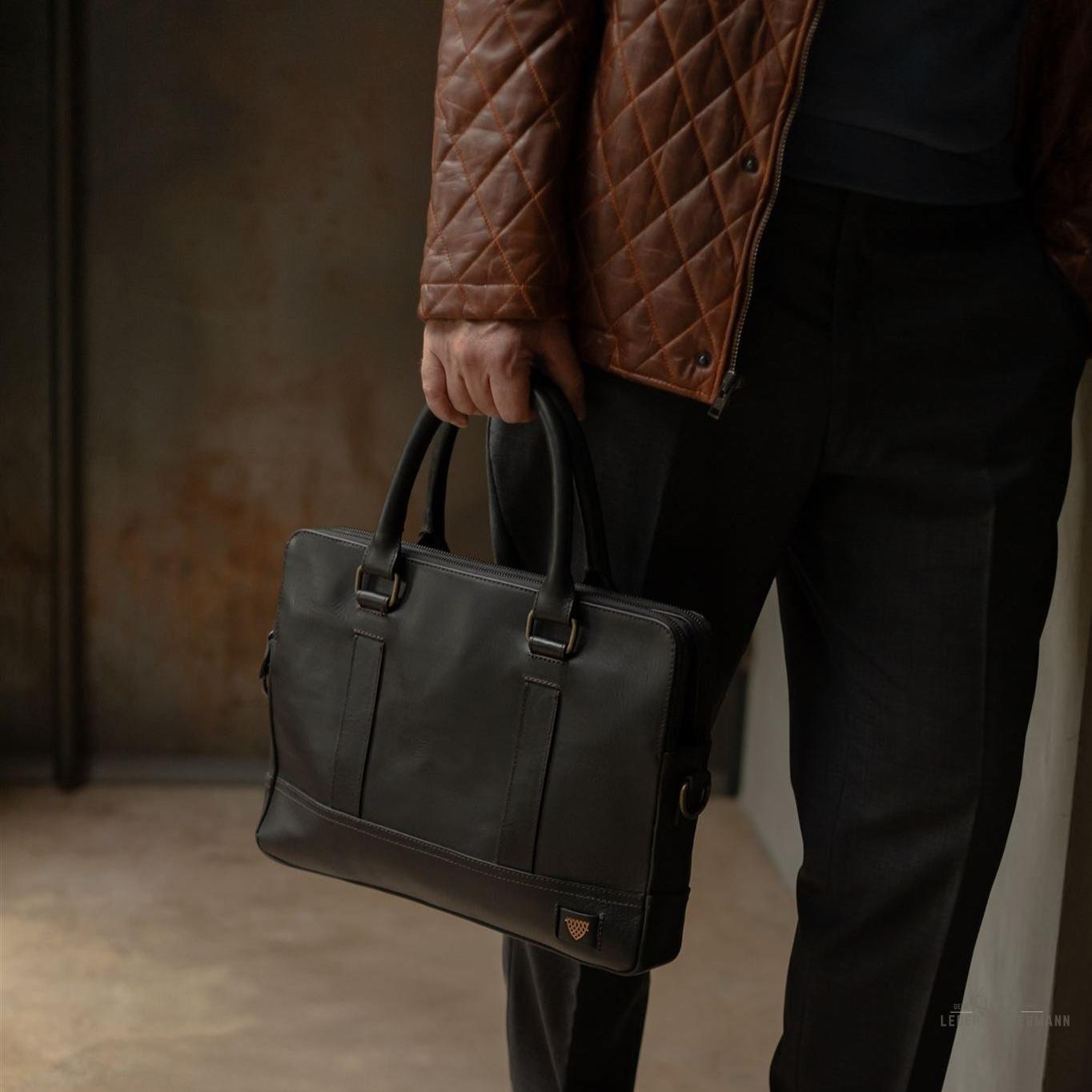 Exekutive Jefferson Leder-Planentasche - Limitierte Edition Schwarz Eleganz