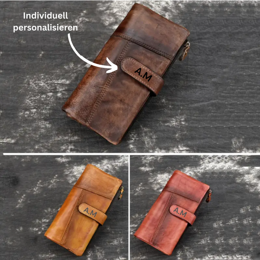 Personalisierte Leder Vintage RFID Echleder Geldbörse