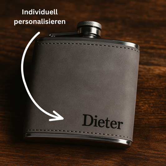 Personalisierter Leder-Flachmann